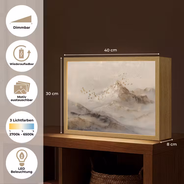 Berglandschap - Mist - Penseelstreken Light Box met batterij (Wandlamp) middel -USP_websiteoverzichtDE