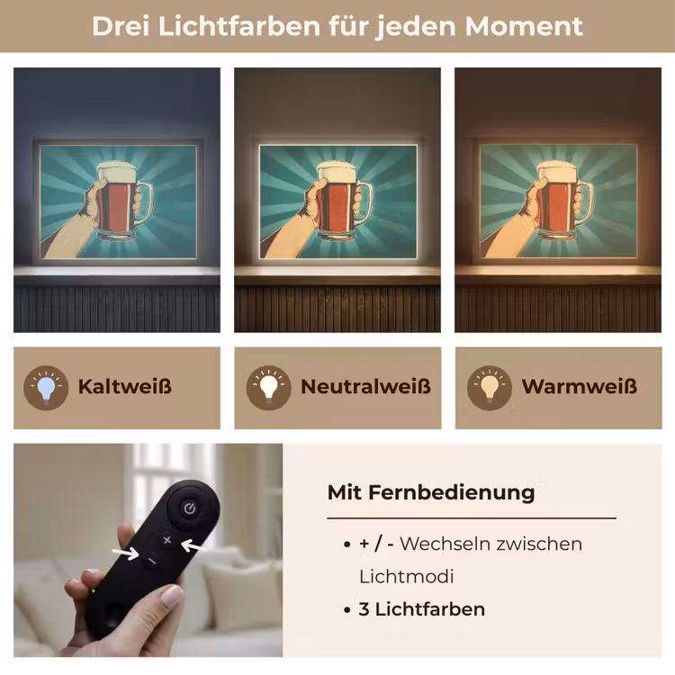 Bierglas - Schuim - Retro - Groen Light Box met batterij (Wandlamp) middel -USP_lichtkleurDE