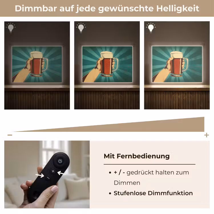 Bierglas - Schuim - Retro - Groen Light Box met batterij (Wandlamp) middel -USP_dimbaarDE