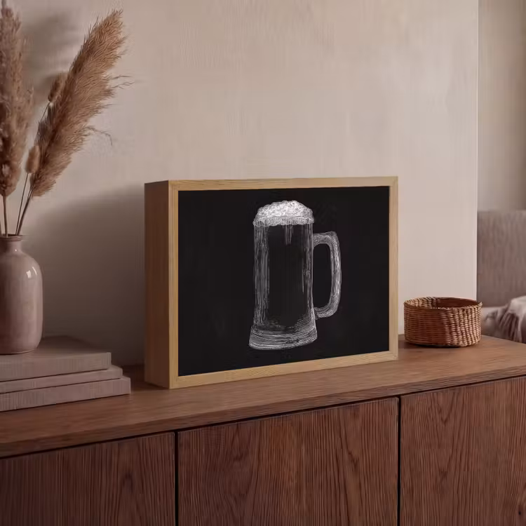 Bierpul - Schuim - Krijttekening Light Box met batterij (Wandlamp) middel -sfeer2