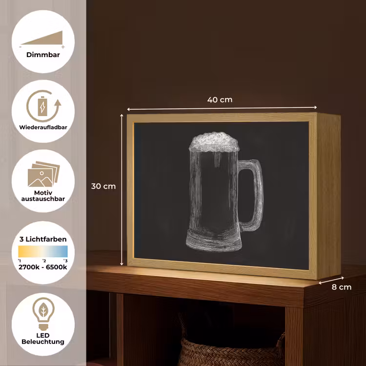 Bierpul - Schuim - Krijttekening Light Box met batterij (Wandlamp) middel -USP_websiteoverzichtDE