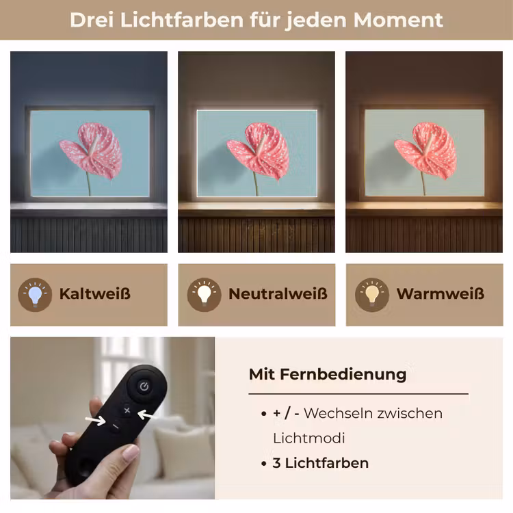 Blad - Anthurium - Stippen - Roze Light Box met batterij (Wandlamp) middel -USP_lichtkleurDE