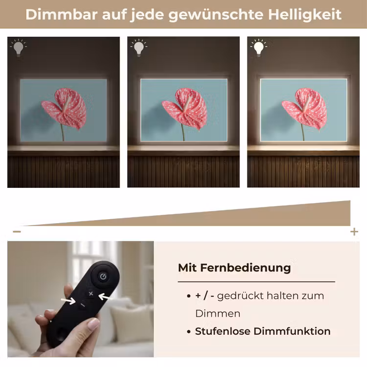 Blad - Anthurium - Stippen - Roze Light Box met batterij (Wandlamp) middel -USP_dimbaarDE