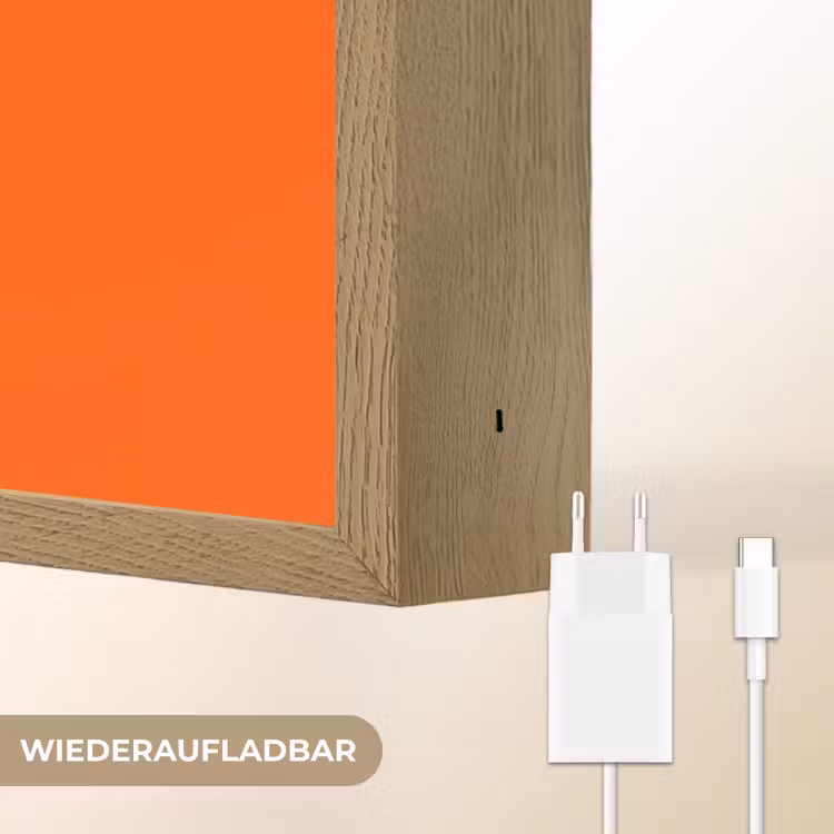 Blad - Oranje - Stippen - Kleurrijk Light Box met batterij (Wandlamp) middel -USP_websiteoplaadbaarDE