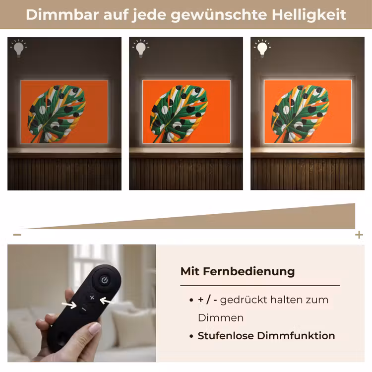 Blad - Oranje - Stippen - Kleurrijk Light Box met batterij (Wandlamp) middel -USP_dimbaarDE