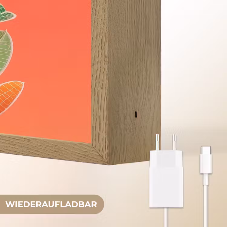 Bladeren - Nerven - Oranje - Structuur Light Box met batterij (Wandlamp) middel -USP_websiteoplaadbaarDE