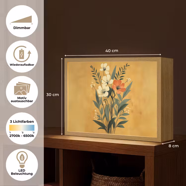 Bladeren - Boeket - Bloemen - Geel Light Box met batterij (Wandlamp) middel -USP_websiteoverzichtDE