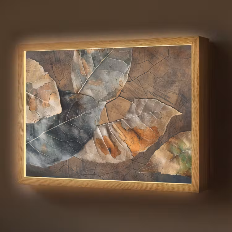 Bladeren - Bruin - Herfst - Natuur Light Box met batterij (Wandlamp) middel -z3d_website