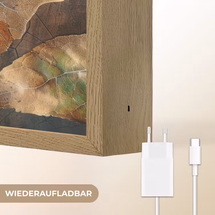 Bladeren - Bruin - Herfst - Natuur Light Box met batterij (Wandlamp) middel -USP_websiteoplaadbaarDE