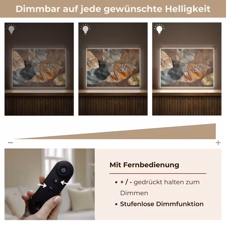 Bladeren - Bruin - Herfst - Natuur Light Box met batterij (Wandlamp) middel -USP_dimbaarDE