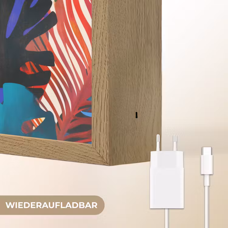 Bladeren - Vormen - Abstract - Kleurrijk Light Box met batterij (Wandlamp) middel -USP_websiteoplaadbaarDE