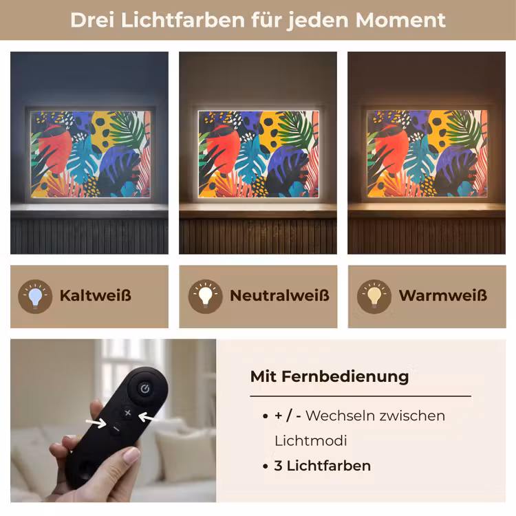 Bladeren - Vormen - Abstract - Kleurrijk Light Box met batterij (Wandlamp) middel -USP_lichtkleurDE