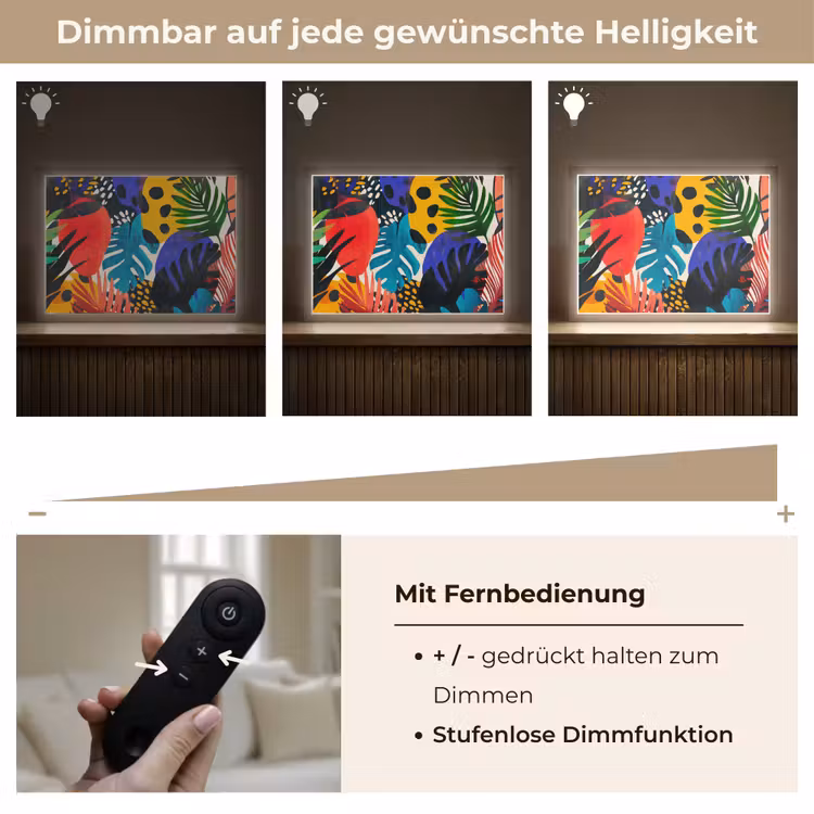 Bladeren - Vormen - Abstract - Kleurrijk Light Box met batterij (Wandlamp) middel -USP_dimbaarDE