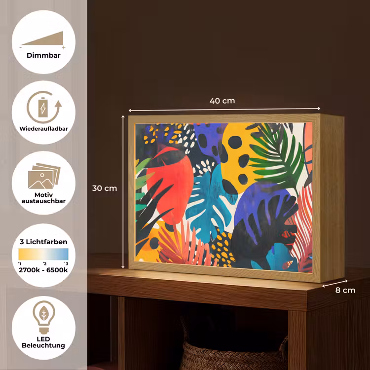 Bladeren - Vormen - Abstract - Kleurrijk Light Box met batterij (Wandlamp) middel -USP_websiteoverzichtDE