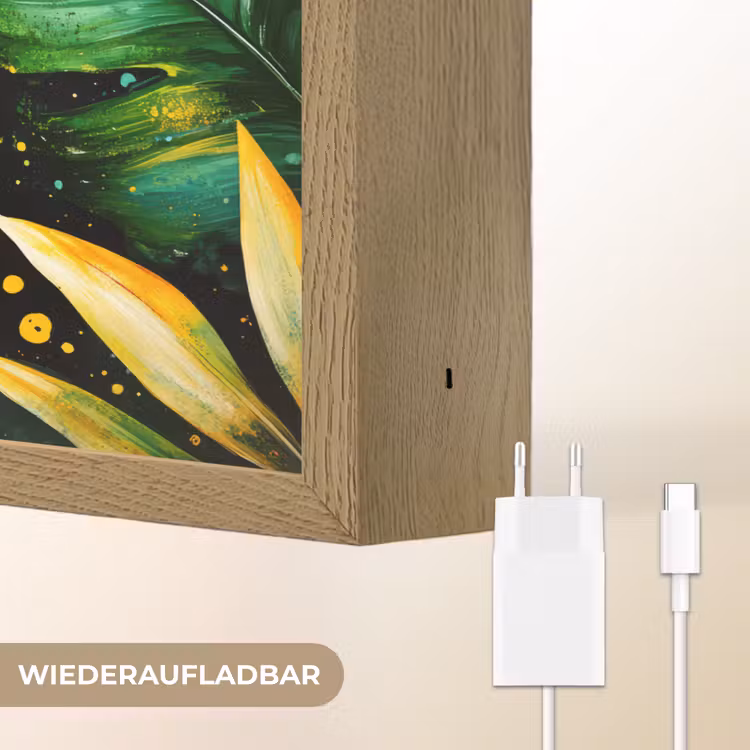 Bladeren - Groen - Geel - Verf - Jungle Light Box met batterij (Wandlamp) middel -USP_websiteoplaadbaarDE