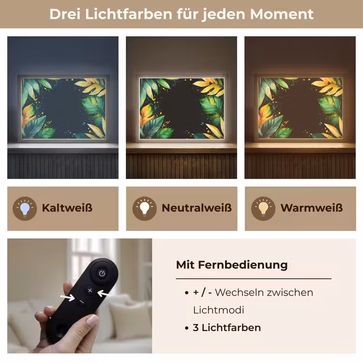 Bladeren - Groen - Geel - Verf - Jungle Light Box met batterij (Wandlamp) middel -USP_lichtkleurDE