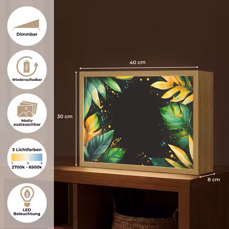 Bladeren - Groen - Geel - Verf - Jungle Light Box met batterij (Wandlamp) middel -USP_websiteoverzichtDE