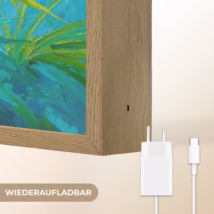 Bladeren - Groen - Schilderij - Abstract Light Box met batterij (Wandlamp) middel -USP_websiteoplaadbaarDE