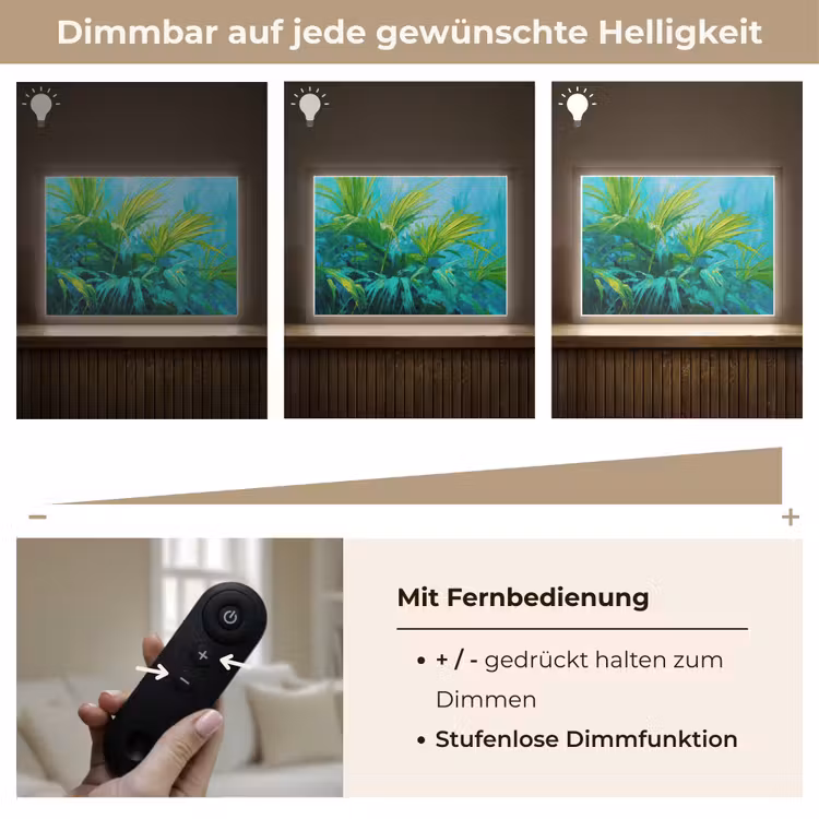 Bladeren - Groen - Schilderij - Abstract Light Box met batterij (Wandlamp) middel -USP_dimbaarDE