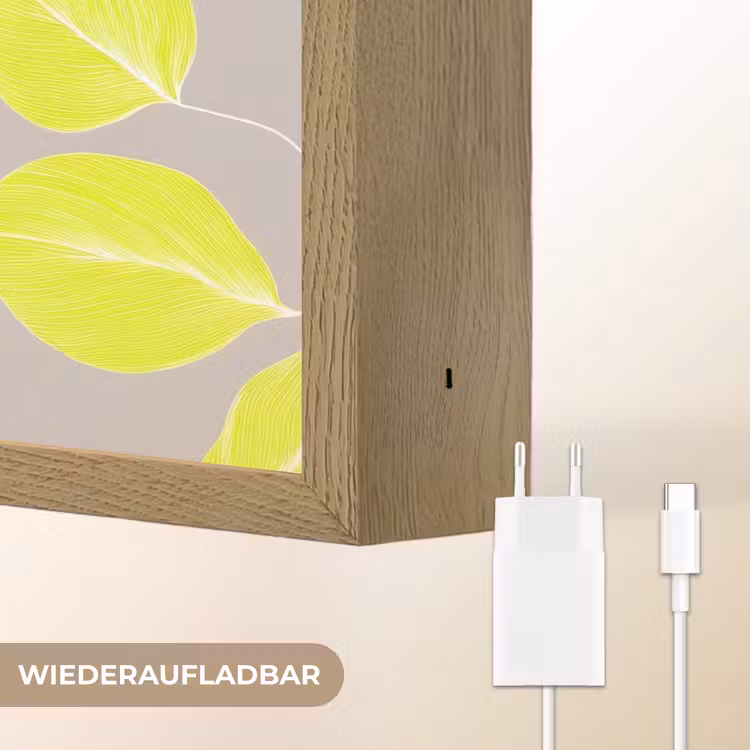 Bladeren - Neon - Geel - Lijnen Light Box met batterij (Wandlamp) middel -USP_websiteoplaadbaarDE