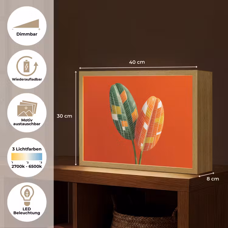 Bladeren - Ovaal - Mozaïek - Patroon Light Box met batterij (Wandlamp) middel -USP_websiteoverzichtDE