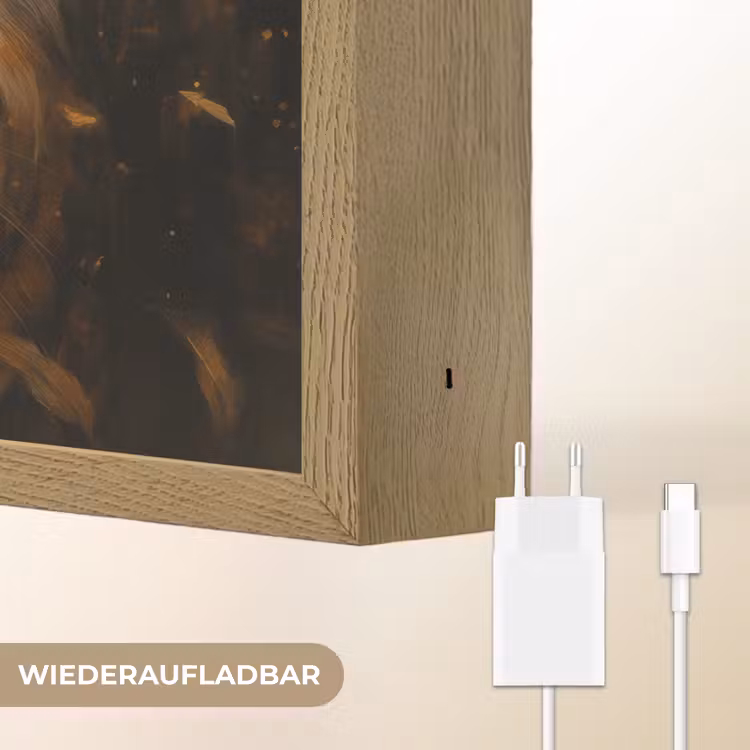 Bladeren - Tijger - Oranje Light Box met batterij (Wandlamp) middel -USP_websiteoplaadbaarDE