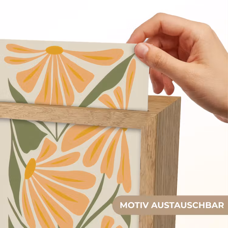 Blaadjes - Zachtoranje - Bloemen Light Box met kabel (Wandlamp) klein -USP_websiteprintDE