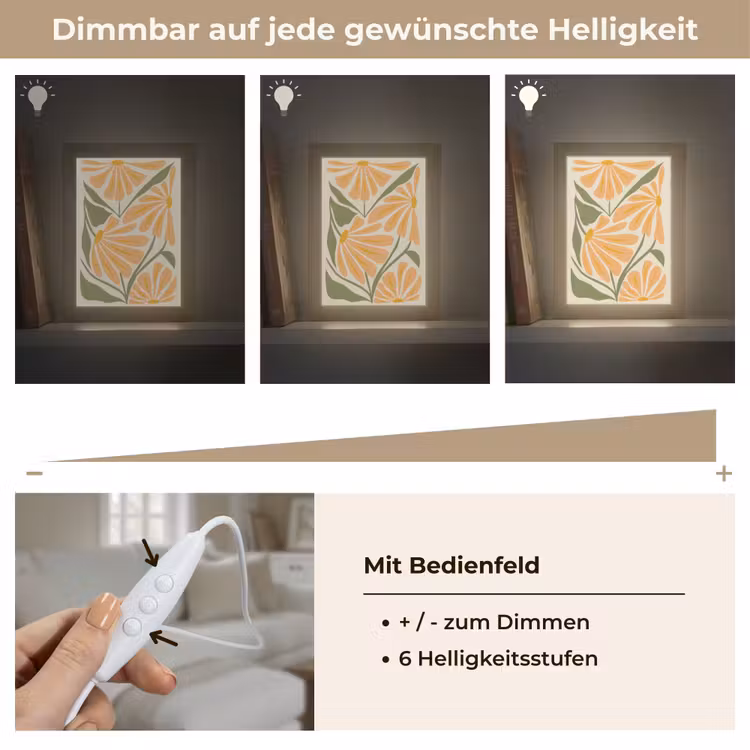 Blaadjes - Zachtoranje - Bloemen Light Box met kabel (Wandlamp) klein -USP_dimbaarDE