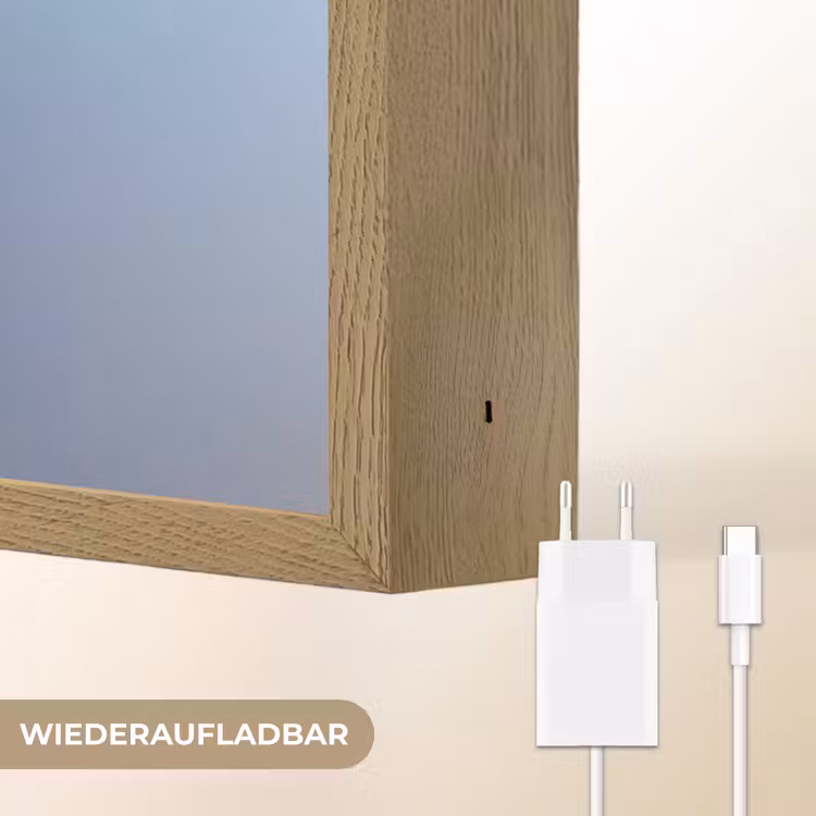 Blauw - Bloem - Glazen - Sierlijk Light Box met batterij (Wandlamp) middel -USP_websiteoplaadbaarDE