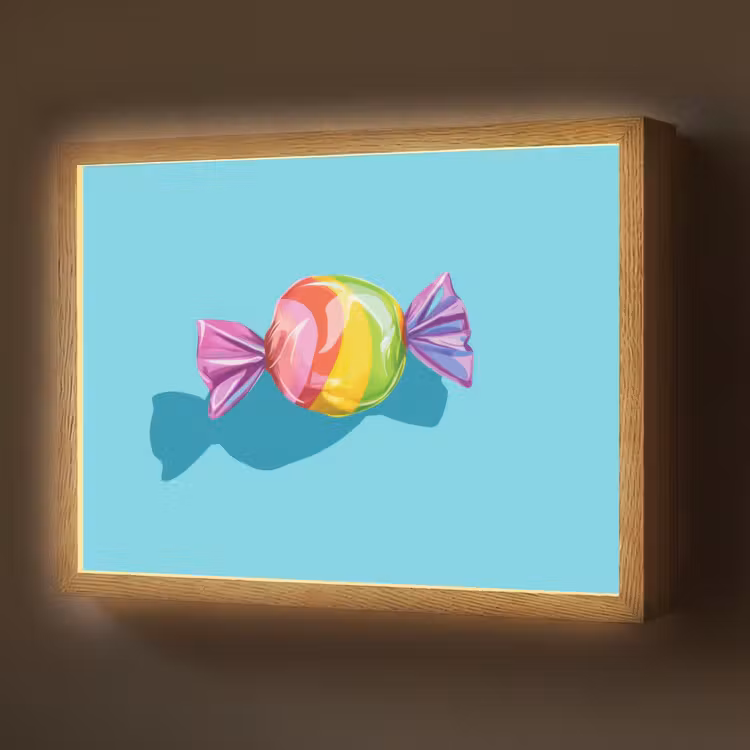 Blauw - Snoep - Regenboog Light Box met batterij (Wandlamp) middel -z3d_website