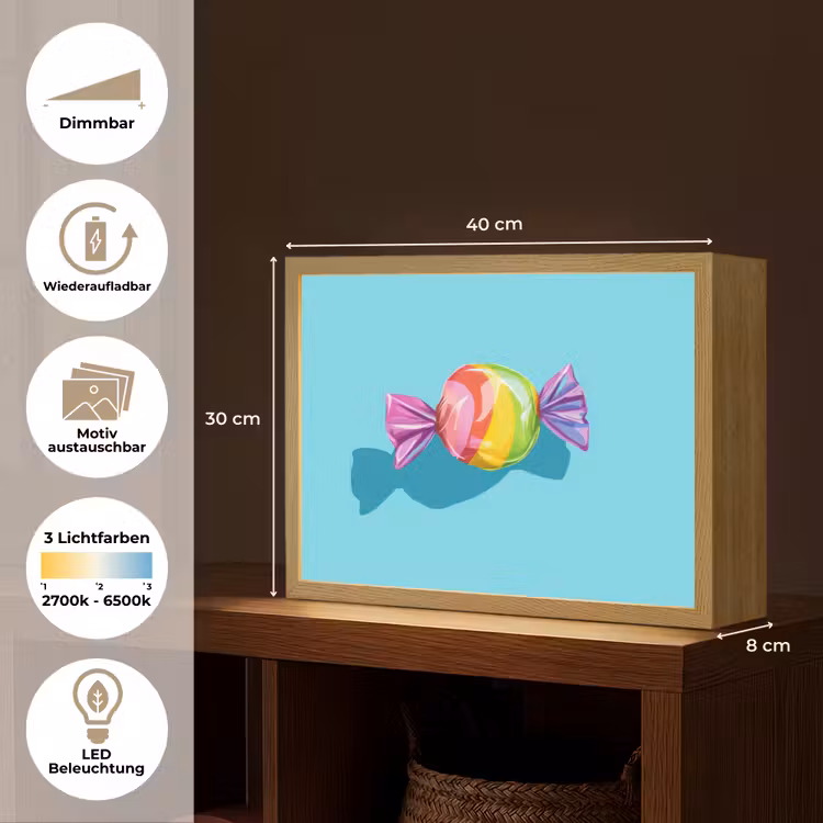 Blauw - Snoep - Regenboog Light Box met batterij (Wandlamp) middel -USP_websiteoverzichtDE