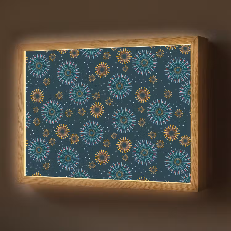 Blauw - Patroon - Retro Light Box met batterij (Wandlamp) middel 907 -z3d_website