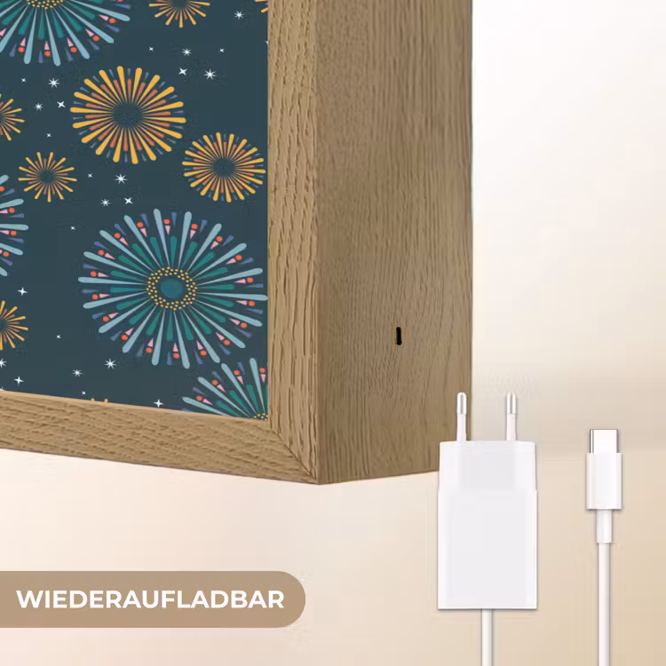 Blauw - Patroon - Retro Light Box met batterij (Wandlamp) middel 907 -USP_websiteoplaadbaarDE