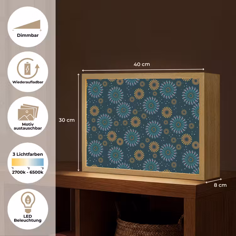 Blauw - Patroon - Retro Light Box met batterij (Wandlamp) middel 907 -USP_websiteoverzichtDE