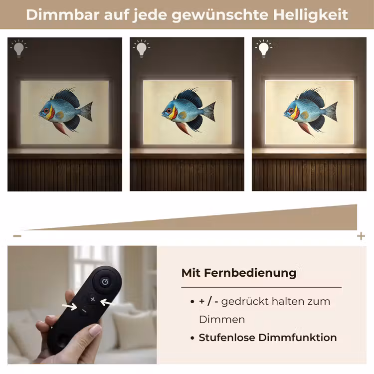 Blauw - Kieuwen - Vis - Illustratie Light Box met batterij (Wandlamp) middel -USP_dimbaarDE