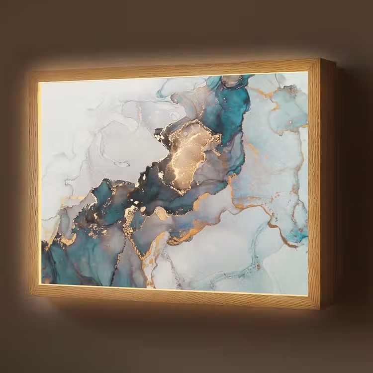 Blauw - Marmer - Goud Light Box met batterij (Wandlamp) middel -z3d_website
