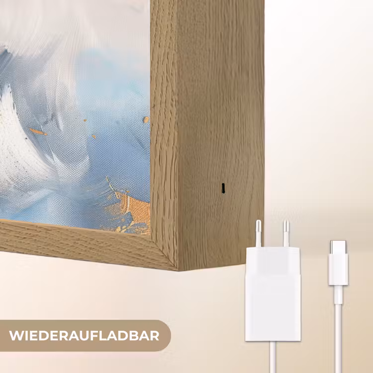 Blauw - Modern - Marmer - Abstract - Goud Light Box met batterij (Wandlamp) middel -USP_websiteoplaadbaarDE