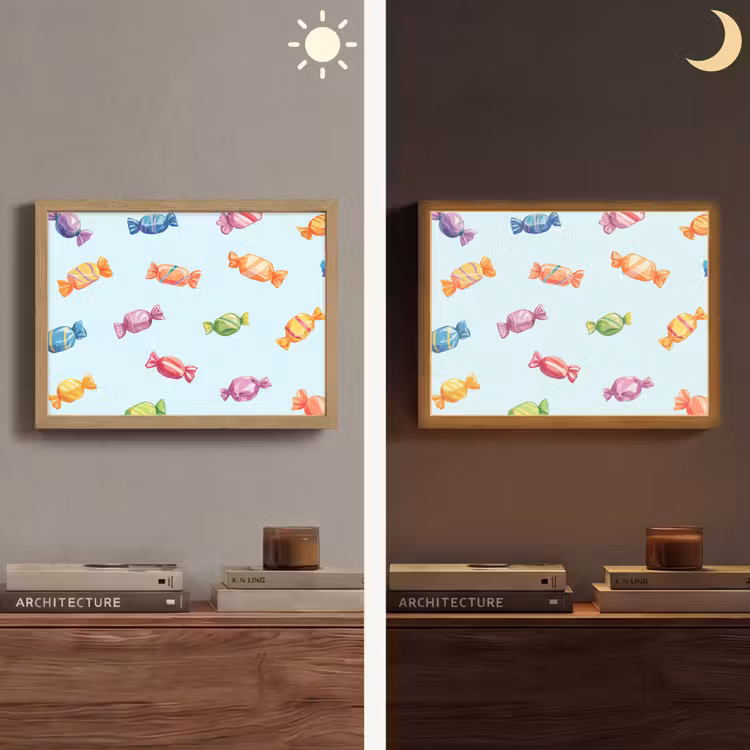 Blauw - Patroon - Snoep Light Box met batterij (Wandlamp) middel -sfeer3