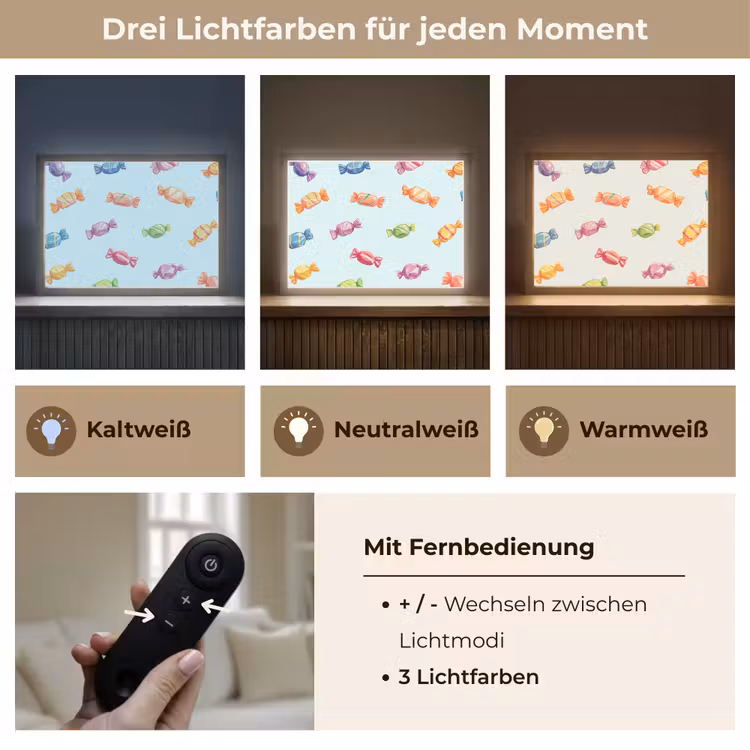 Blauw - Patroon - Snoep Light Box met batterij (Wandlamp) middel -USP_lichtkleurDE