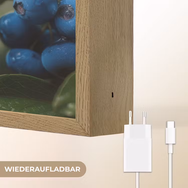 Blauwe bessen - Dauwdruppels - Natuurlijk licht Light Box met batterij (Wandlamp) middel -USP_websiteoplaadbaarDE