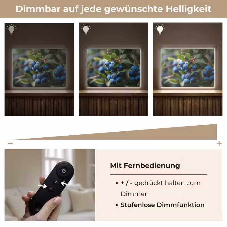 Blauwe bessen - Dauwdruppels - Natuurlijk licht Light Box met batterij (Wandlamp) middel -USP_dimbaarDE
