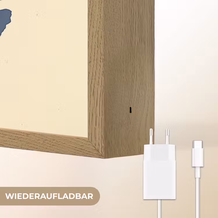 Blauw koraal - Vertakkingen - Beige Light Box met batterij (Wandlamp) middel -USP_websiteoplaadbaarDE