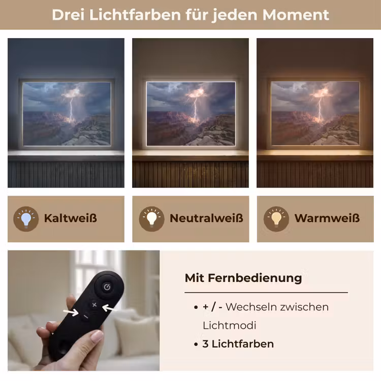 Bliksem - Wolken - Canyon Light Box met batterij (Wandlamp) middel -USP_lichtkleurDE