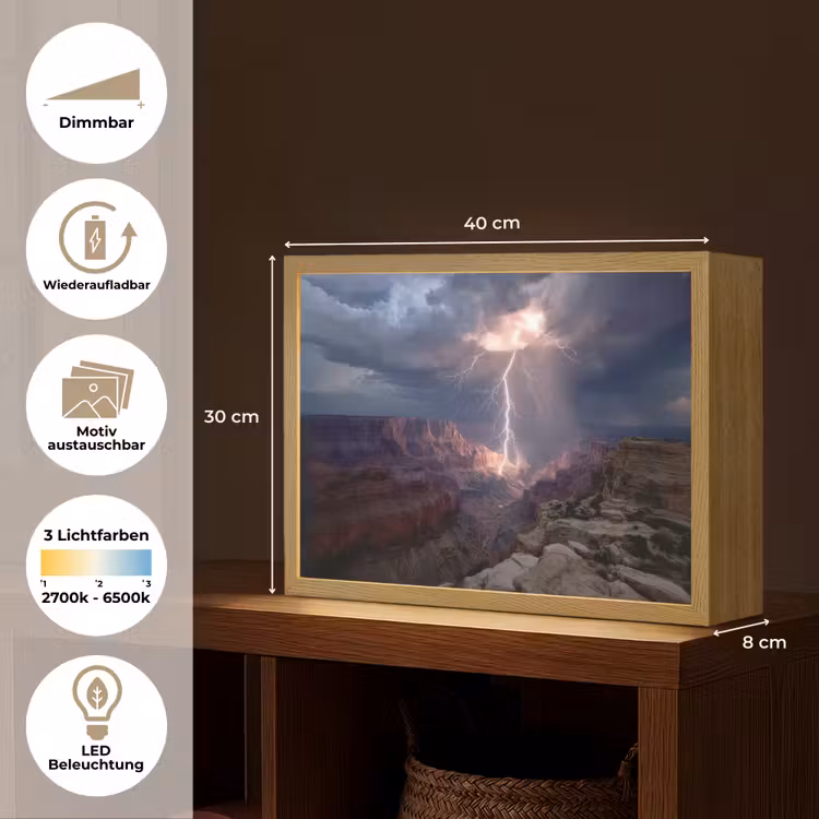Bliksem - Wolken - Canyon Light Box met batterij (Wandlamp) middel -USP_websiteoverzichtDE