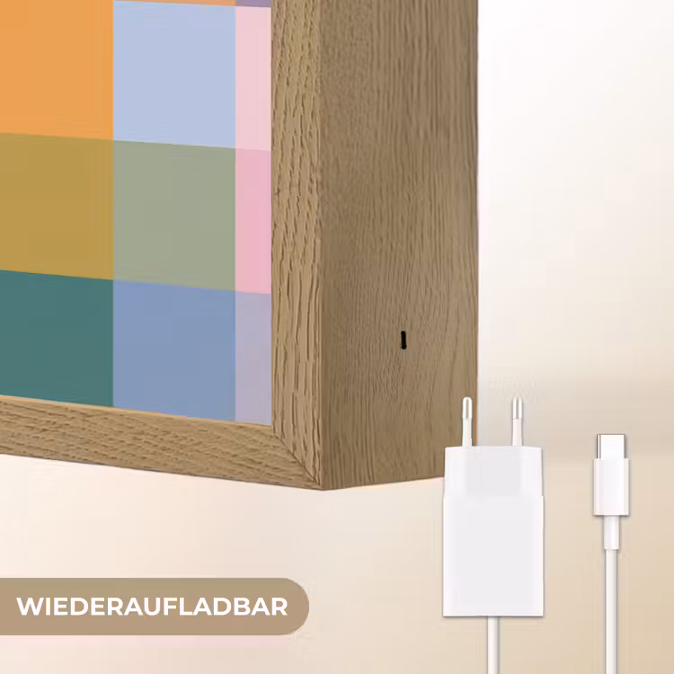 Blokken - Vierkant - Patroon - Gekleurd Light Box met batterij (Wandlamp) middel -USP_websiteoplaadbaarDE
