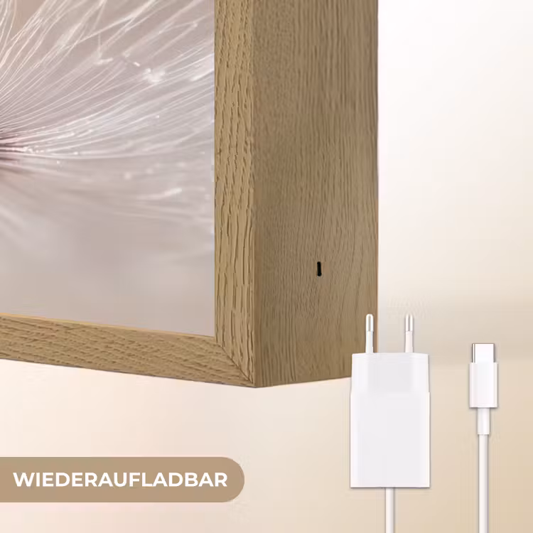 Bloem - Abstract - Wit - Water - Natuur Light Box met batterij (Wandlamp) middel -USP_websiteoplaadbaarDE