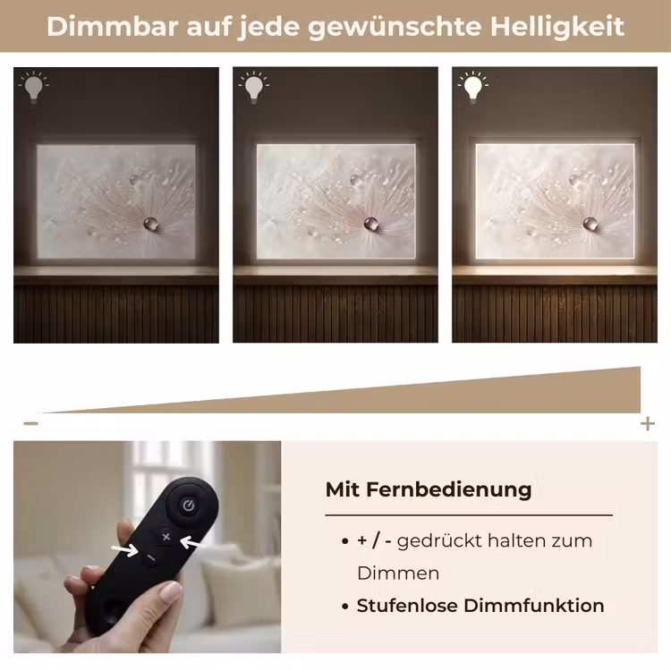Bloem - Abstract - Wit - Water - Natuur Light Box met batterij (Wandlamp) middel -USP_dimbaarDE