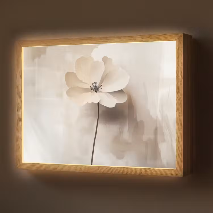 Bloem - Beige - Verf - Schaduw Light Box met batterij (Wandlamp) middel -z3d_website
