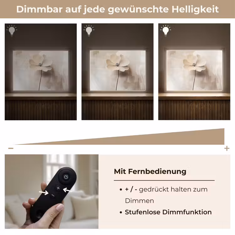 Bloem - Beige - Verf - Schaduw Light Box met batterij (Wandlamp) middel -USP_dimbaarDE