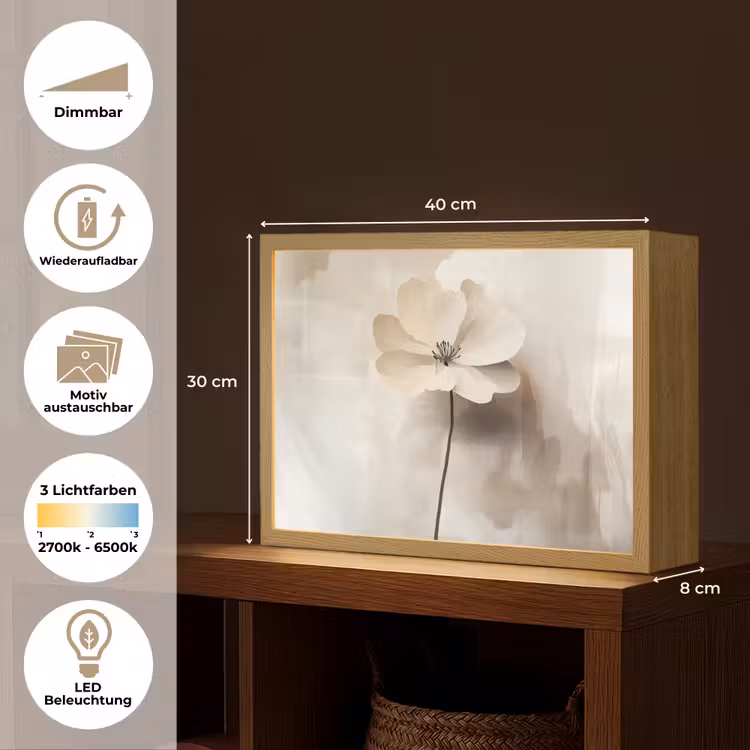 Bloem - Beige - Verf - Schaduw Light Box met batterij (Wandlamp) middel -USP_websiteoverzichtDE